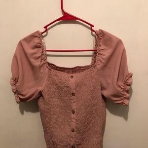 Pink ruffle blouse